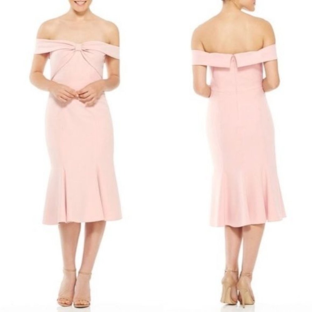 Gal Meets Glam Pink Off-Shoulder Midi Dress